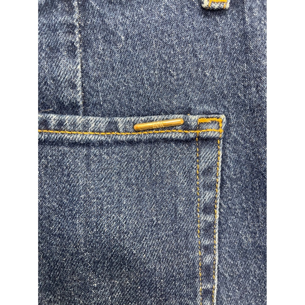 Zara Womens High Waisted Button Fly Straight Leg Patch Pocket Denim Jeans Blue - Picture 15 of 16